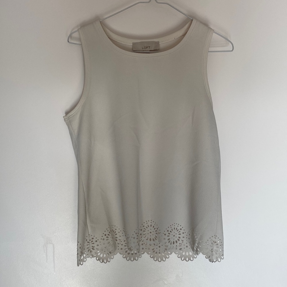 Cream/ white LOFT tank with laser cut design